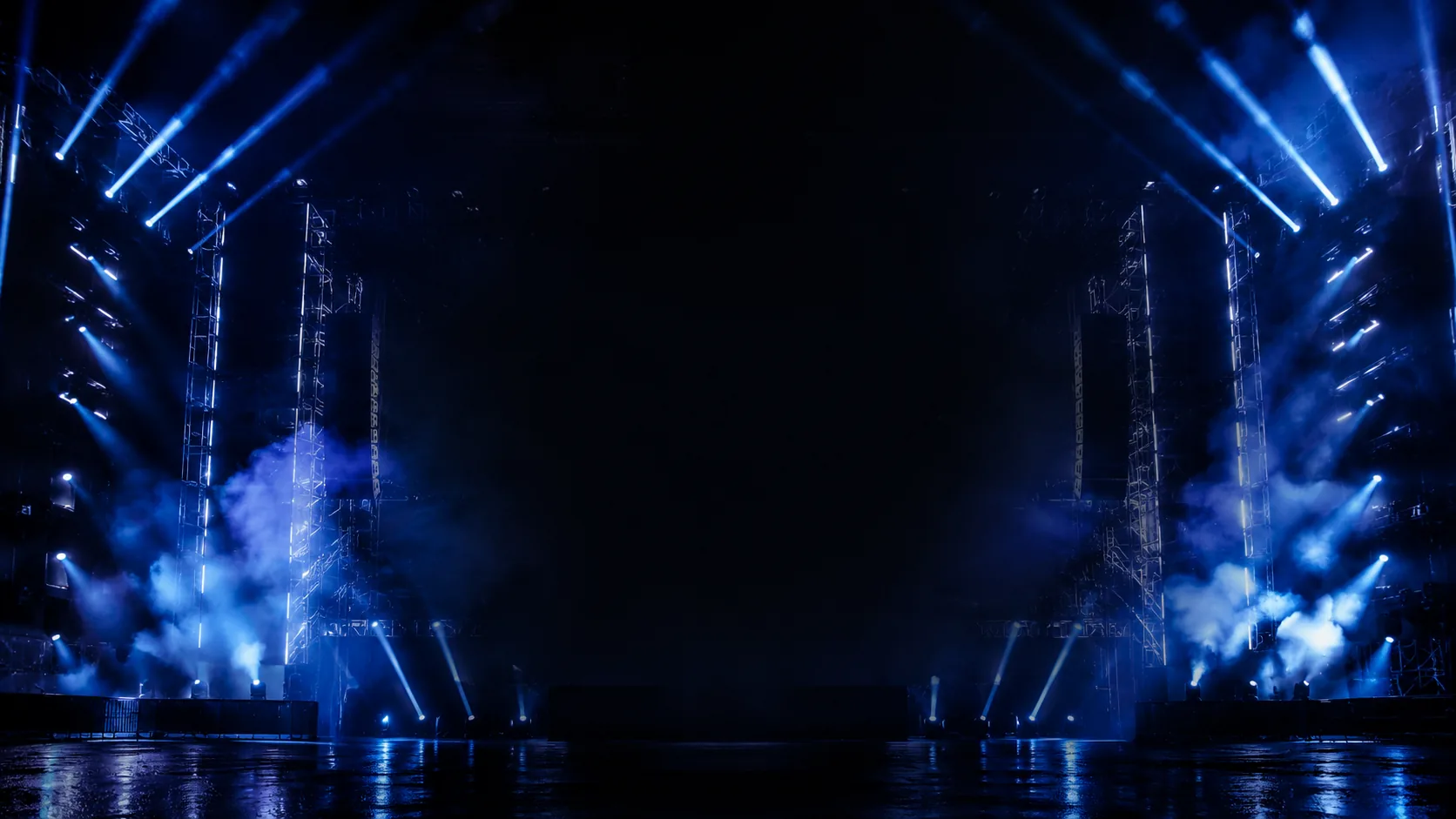 Escenario iluminado en azul